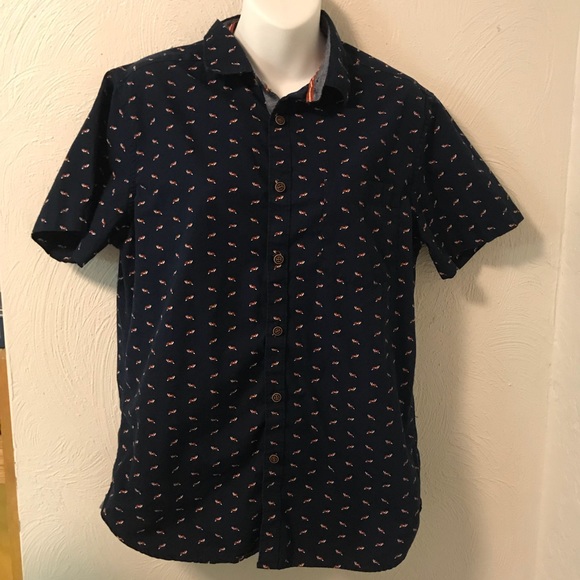 denim & flower mens shirt slim fit